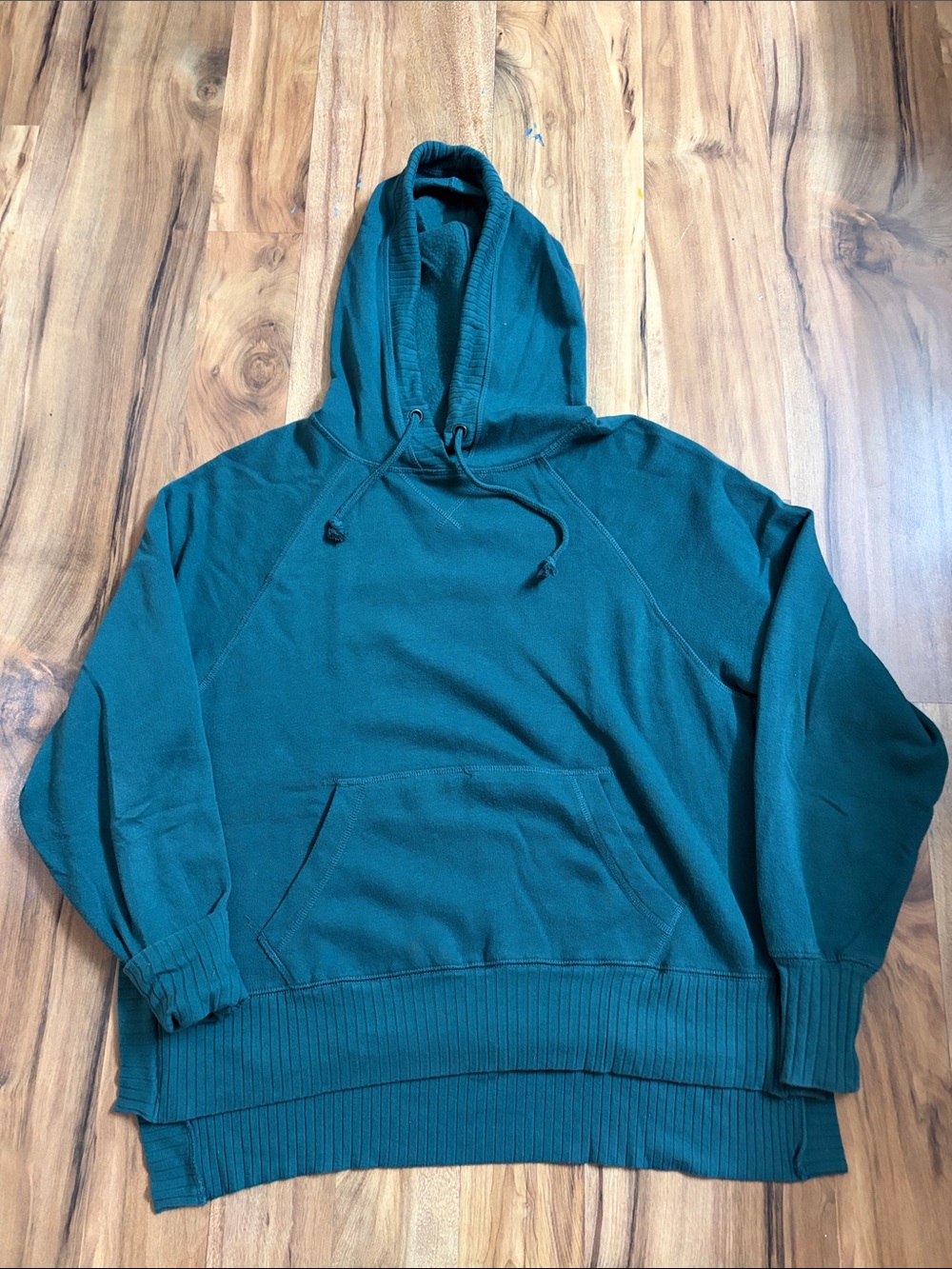 Teal Hooded Pullover Sweatshirt